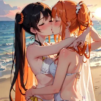 Lesbian kiss art