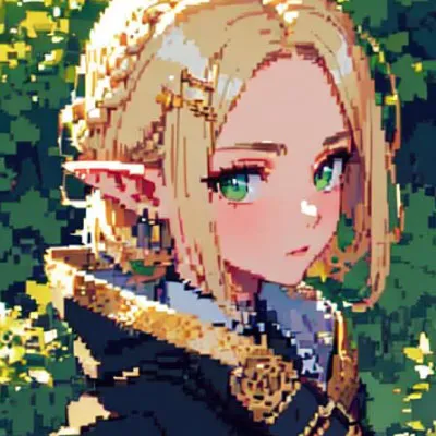 AI pixel Art about female elf